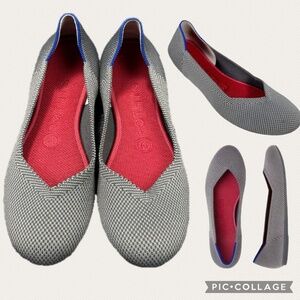 Rothy's‎ The Flat Round Toe Slip On Shoes Gray Houndstooth Pattern Size 9